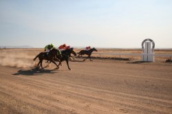 Dust and sun at the Wyndham Races - Crossing the line (click to enlarge)