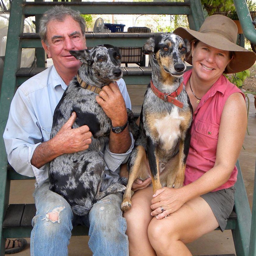 Roderick and Alida Woodland with their Koolie-Kelpies